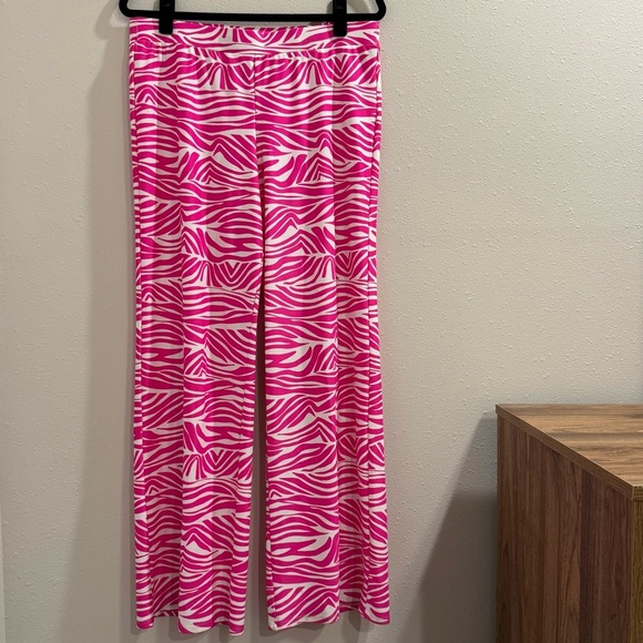 Jude Connally NWT Medium Zebra Hot Pink Trixie Wide Leg Pant Stretch Knit Lounge - Picture 1 of 5